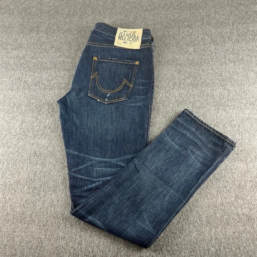 True Religion Men's Straight‎ Leg Jeans Dark Wash Made in USA Size 31